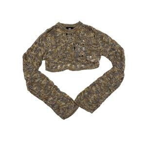 The Ragged Priest - Gretel Knit Crop Sweater in Brown Multi